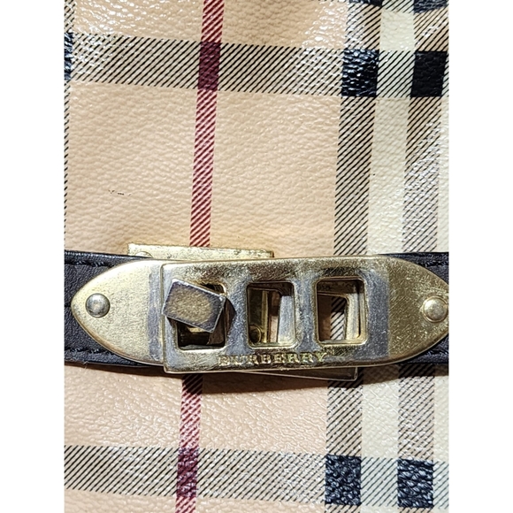 BURBERRY Haymarket Check Minford Portrait Tote Black/ Beige - Picture 11 of 14